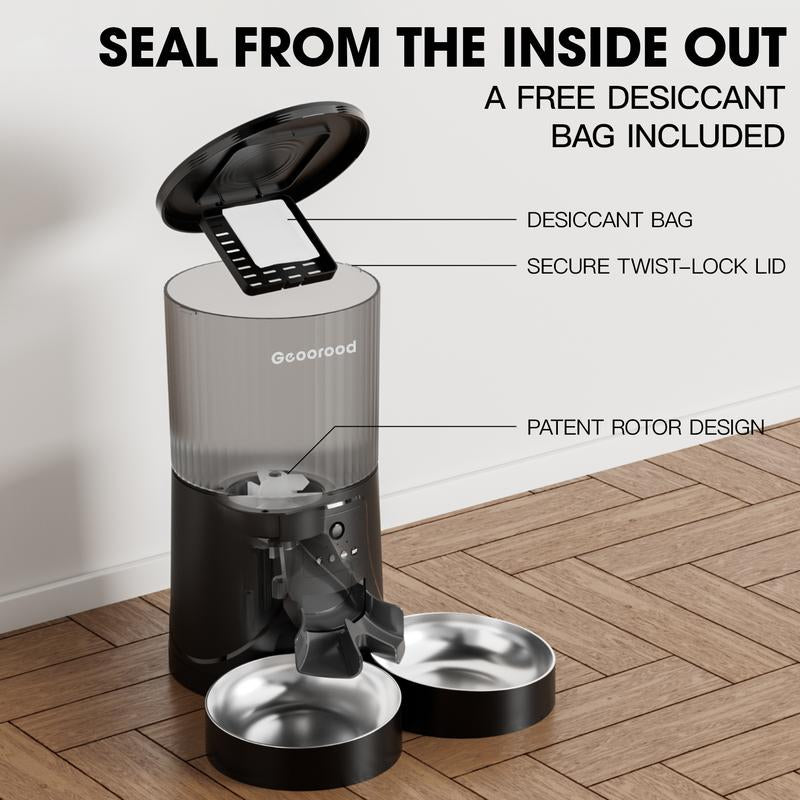 【Dealsforyoudays】Automatic Cat Feeder for 2 Cats with Camera | App-Controlled with Real-Time Video Chat | Dual Stainless Steel Bowls | 2.4Ghz Wifi Only | Ideal for Cats & Dogs | 1 Gallon / 135Oz / 4L Capacity!#2