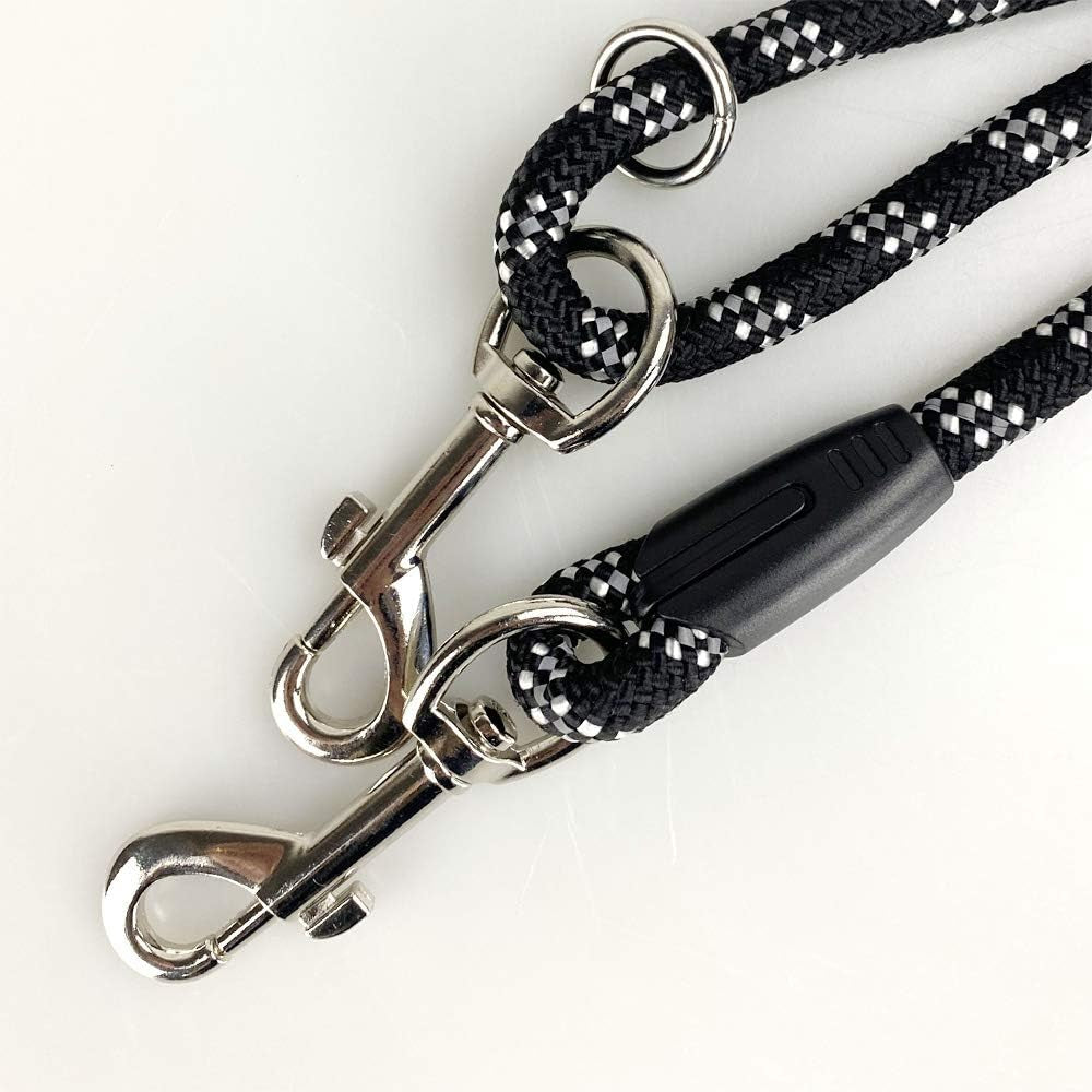 Long Rope Dog Leash for Dog Training 12FT 20FT 30FT 50FT, Reflective Threads Dog Cat Leashes Tie-Out Check Cord Recall Training Agility Lead for Large Medium Small Dogs (Black, 10Mm*50Ft)