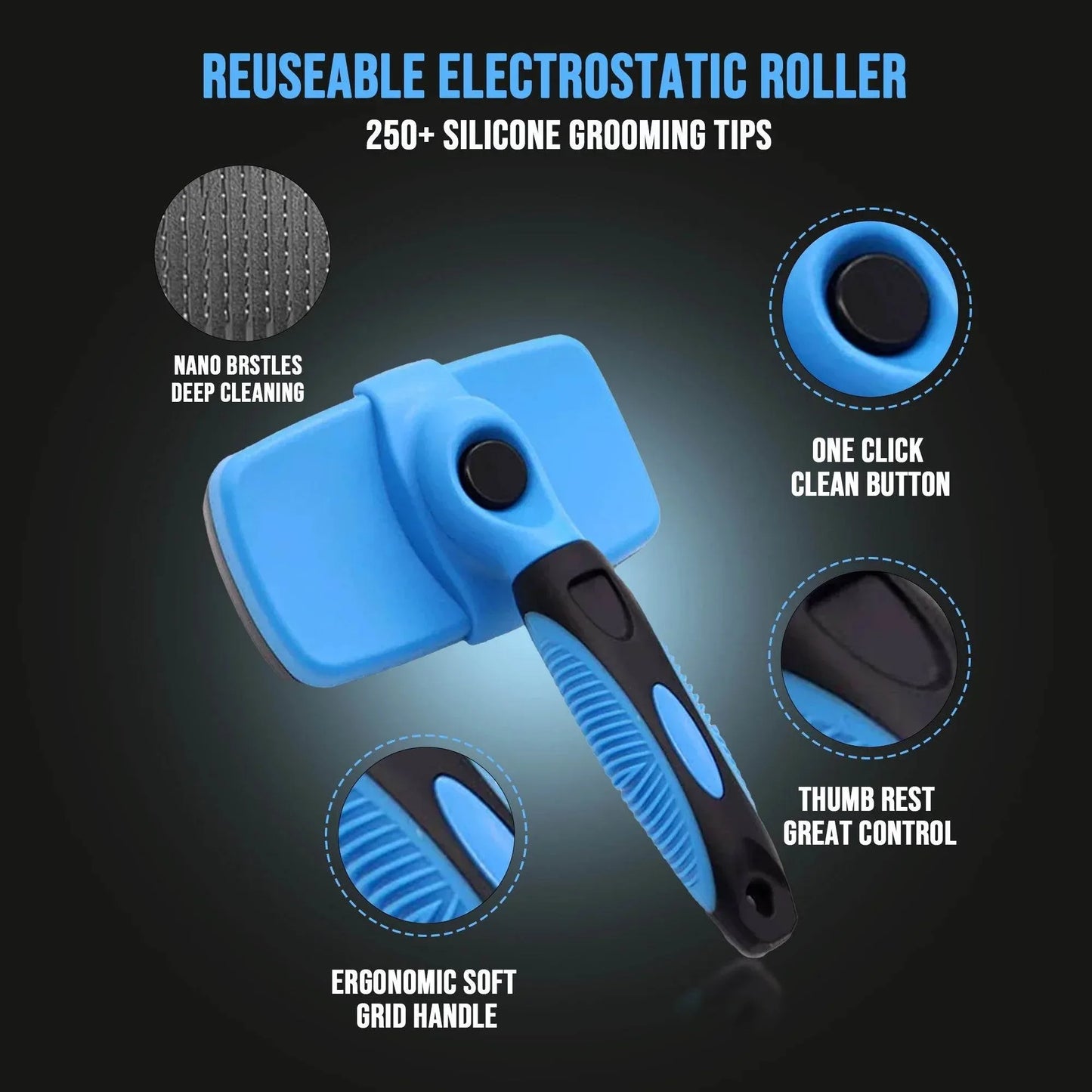 Pet Hair Brush & Grooming Comb Set - Self Cleaning Slicker Brush & Deshedding Comb for Dogs & Cats