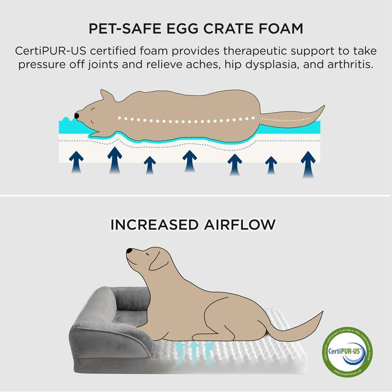 Bedsure Orthopedic Dog Bed - Supportive Foam Pet Couch Bed with Removable Washable Cover, Waterproof Lining and Nonskid Bottom, Stylish Bright Colors