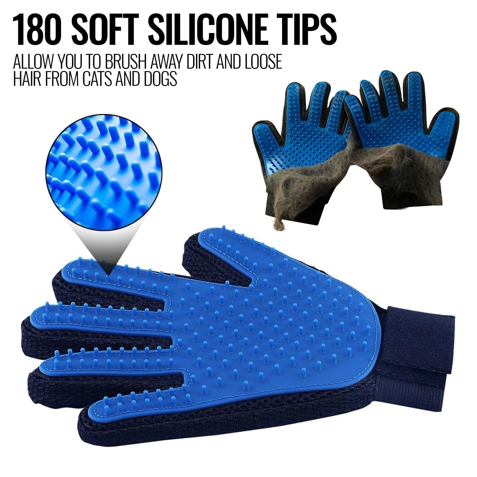 Pet Grooming Gloves Dog Brush Mitt Deshedding Hair Removal Massage Horse Pair