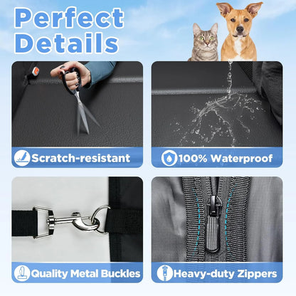Back Seat Extender for Dogs - Waterproof Dog Car Seat Cover for Back Seat with Hard Bottom - 2024 Upgraded Material! Anti-Scratch! Safer! Easy to Use & Clean (Holds 400Lbs)
