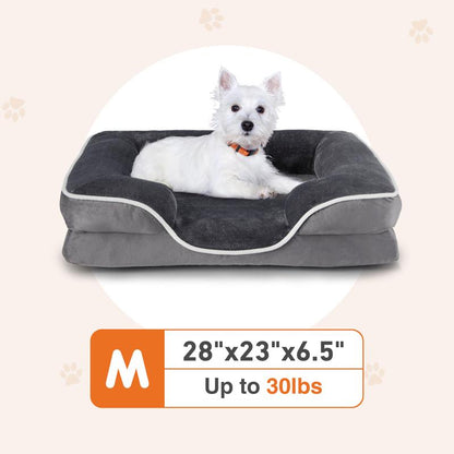 Orthopedic Dog Bed, Memory Foam Pet Bed for Small Dogs & Cats with Washable Removable Cover Non-Slip Base Waterproof Liner Egg Crate Foam for Improved Sleep