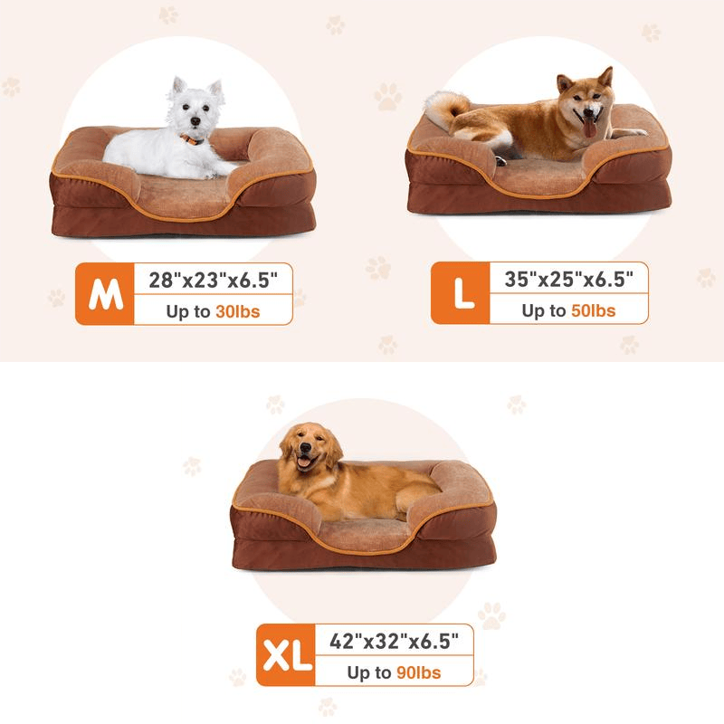 Orthopedic Memory Foam Dog Bed with Bolstered Sides & Washable Cover