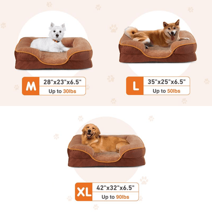 Orthopedic Memory Foam Dog Bed with Bolstered Sides & Washable Cover